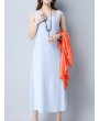 Casual Cross Strap Backless Loose Sleeveless O-neck Dress For Women