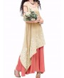 Vintage Floral Embroidered Sleeveless Two Layers Long Maxi Dresses