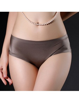 Sexy Hip Lifting Lace Back Seamfree Ice Silk Mid Waist Panties