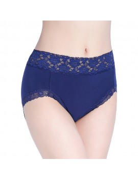 Plus Size High Waist Cotton Lace-trim Hip Lifting Panties