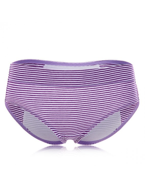 Cotton Striped Dots Physiological Briefs Leakproof Menstrual Period Underwear For Women