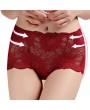 Lace-trim Flounces Hip-lifting Seamless Elastic Mid Waisted Panties