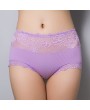 Cotton Lace-trim Hip Lifting Soft Mid Rise Panties