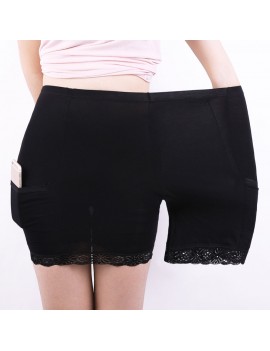 High Waisted Tummy Shaping Lace-trim Pocket Modal Boyshorts