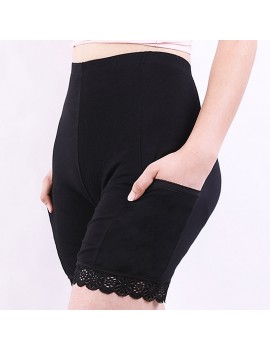 High Waisted Tummy Shaping Lace-trim Pocket Modal Boyshorts