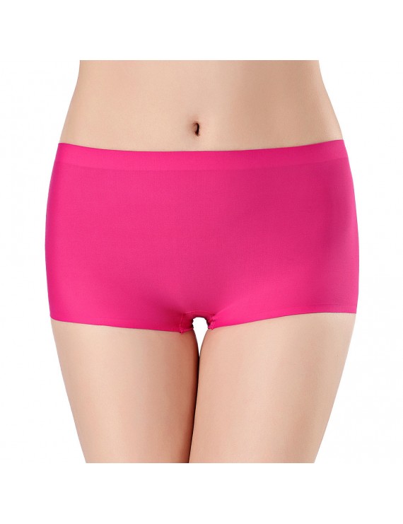 Women Ice Silk Seamless Cotton Crotch Boyshort Panties