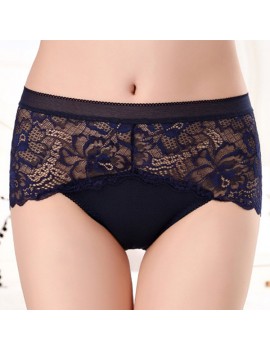 Lace Embroidered Hollow Breathable Mid Waist Panties