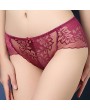 Embroidered Lace Breathable Hip Lifting Mid Waist Panties