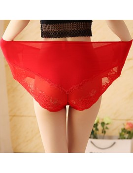 Plus Size High Waist Belly Control Breathable Lace Back Panties