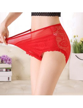 Plus Size Lace Tummy Slimming Breathable Panties For Women