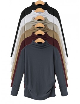 Solid Color High Neck Bottoming Long Sleeve T-Shirts