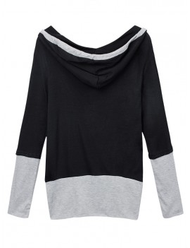 Two Piece Long Sleeve Hooded Women T-Shirt Sweatshirt