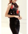 Floral Printed Halter Neck Sleeveless Chiffon T-shirt