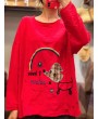 Embroidery Patch Long Sleeve Casual T-Shirt