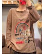 Embroidery Patch Long Sleeve Casual T-Shirt