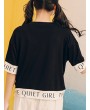 Comic Letters Printed Patchwork Short Sleeve T-shirt