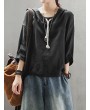 Casual Hoodies Pure Color 3/4 Sleeve O-neck Maxi Women T-shirt