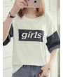 Denim Patchwork Printed Letters Short Sleeve Casual T-Shirts