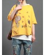 Cartoon Embroidery Print Short Sleeve Casual T-Shirt