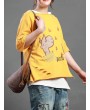 Cartoon Embroidery Print Short Sleeve Casual T-Shirt