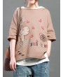 Cartoon Embroidery Print Short Sleeve Casual T-Shirt