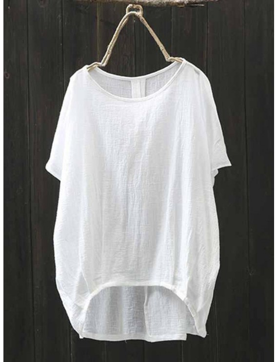 Irregular Short Sleeve Solid Color Loose T-shirt