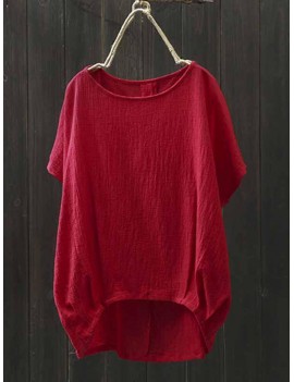 Irregular Short Sleeve Solid Color Loose T-shirt