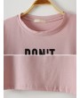 Casual Letters Printed O-neck Sleeve Crop T-shirt