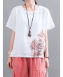 Vintage Embroidery Short Sleeve Summer T-Shirt