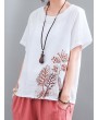 Vintage Embroidery Short Sleeve Summer T-Shirt