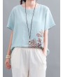 Vintage Embroidery Short Sleeve Summer T-Shirt