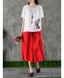 Cartoon Embroidered Irregular Short Sleeve O-neck T-shirts