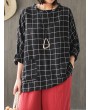 Fashion Premium Texture Plaid Loose T-shirt