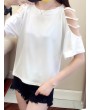 Solid Color Off The Shoulder Short Sleeve O-neck T-Shirts