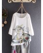 Casual Patch Distressed Half Sleeve Overhead T-Shirt