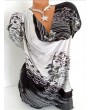 Printed Cowl Neck Short Bat-wing Sleeve T-Shirts