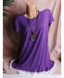 Lace Hem Short Sleeve O-neck Casual T-shirts