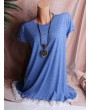 Lace Hem Short Sleeve O-neck Casual T-shirts