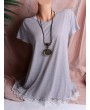 Lace Hem Short Sleeve O-neck Casual T-shirts