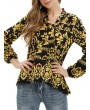 Retro Print Long Sleeve Strap Shirt For Women