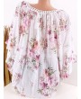 Laces Patchwork Floral Print Bandage Half Sleeve Blouse