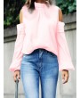 Chic Off The Shoulder Solid Color Half Neck Blouse