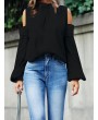 Chic Off The Shoulder Solid Color Half Neck Blouse