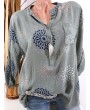 Loose Print Long Sleeve Casual Blouse For Women