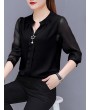 Chiffon Solid Color Long Sleeve Shirts