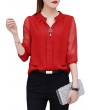 Chiffon Solid Color Long Sleeve Shirts