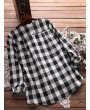 Women Check Plaid Long Sleeve Irregular Hem Loose Blouses