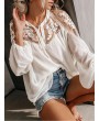 Sexy Perspective V-neck Long Sleeve Blouse