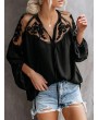 Sexy Perspective V-neck Long Sleeve Blouse