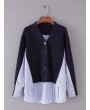 Casual Stripe Patchwork Irregular Long Sleeve Blouses For Women